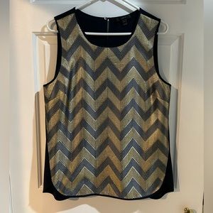 J Crew Chevron Metallic Gold Top Size 12